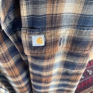 Carhartt Navy and Tan Checkered Shirt
